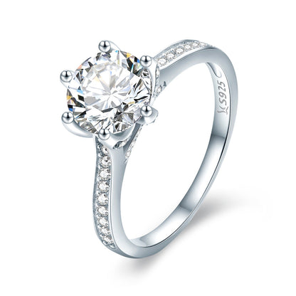 Sterling Silver Ring 925 with large round center stone and pave band size 6 by Bids.com on Tampa Home & Garden Store