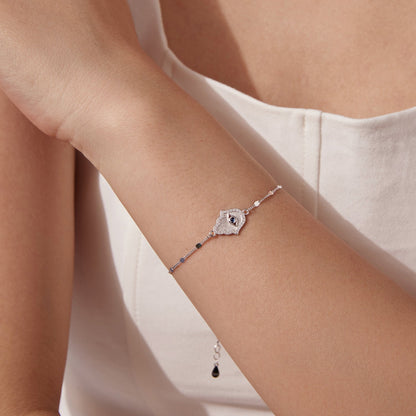 Sterling silver + white gold plated bracelet, 15cm adjustable with CZ and synthetic spinel on Tampa Home & Garden Store