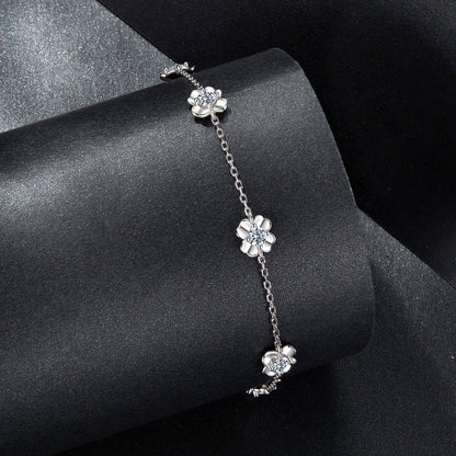 Bracelet 925 Sterling Silver Moissanite Flower, 0.1ct, by Bids.com on Tampa Home & Garden Store