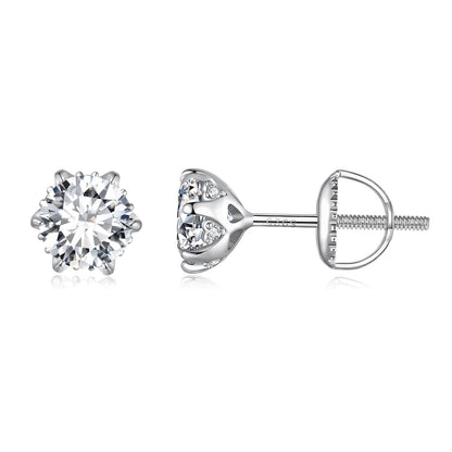 Moissanite stud earrings in 925 sterling silver, 6.5mm, screw-back on Tampa Home & Garden Store
