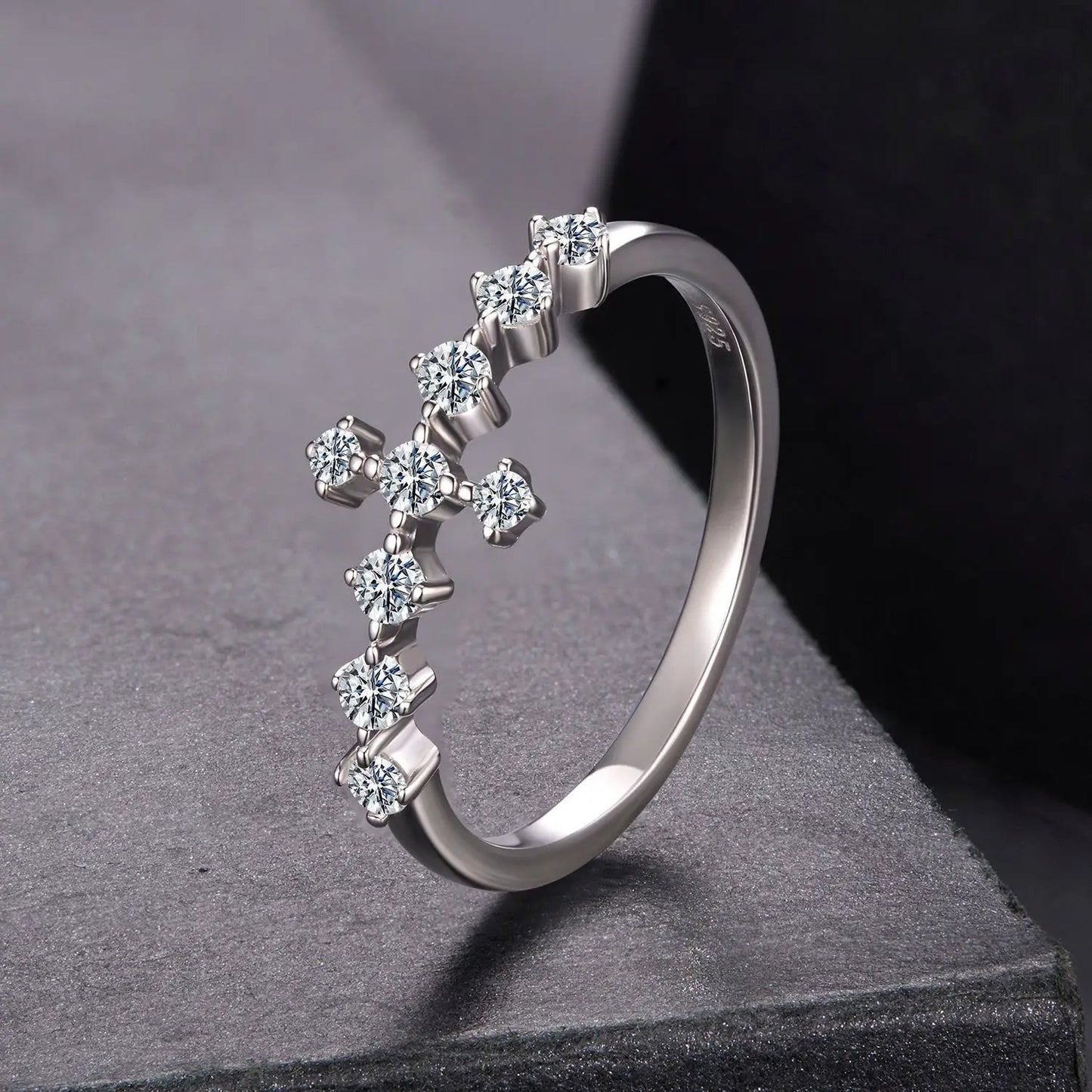 925 Sterling Silver Moissanite Ring for Women with a row of round stones size 6 on Tampa Home & Garden Store