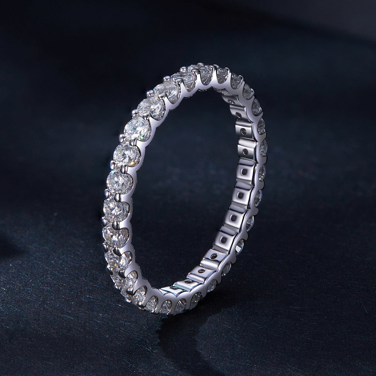 S925 sterling silver moissanite eternity ring, 2.0mm stones, size 9 for women on Tampa Home & Garden Store