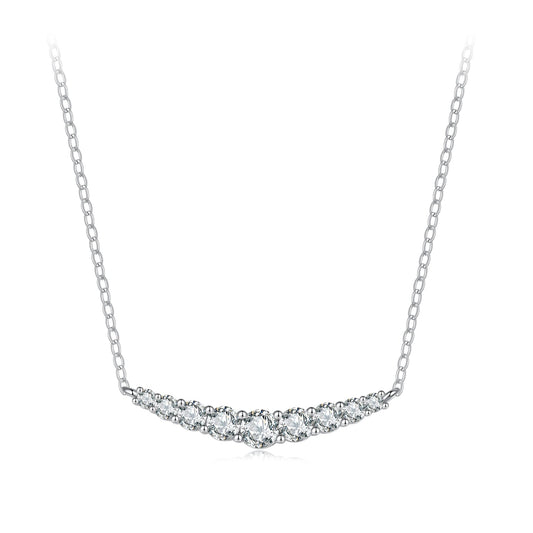 Necklace 925 Sterling Silver moissanite row, white gold plated, 38+5cm by Bids.com on Tampa Home & Garden Store