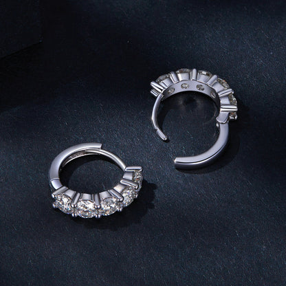 Earrings: Bids.com 925 Sterling Silver moissanite hoop earrings, curved pave row on Tampa Home & Garden Store