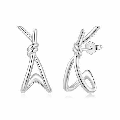 Pair of earrings 925 sterling silver knot design, white gold plated, size 2.0×0.8 cm, Bids.com on Tampa Home & Garden Store