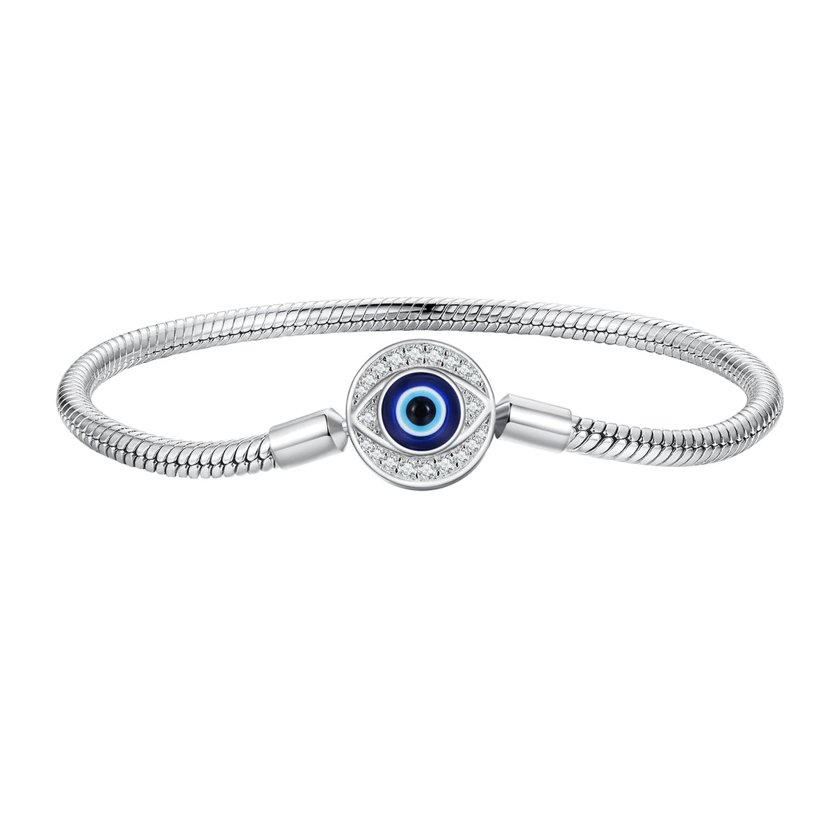 Bracelet 925 sterling silver with CZ & resin evil-eye charm, size 17 by Bids.com on Tampa Home & Garden Store