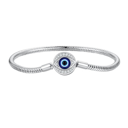 Bracelet 925 sterling silver with CZ & resin evil-eye charm, size 17 by Bids.com on Tampa Home & Garden Store