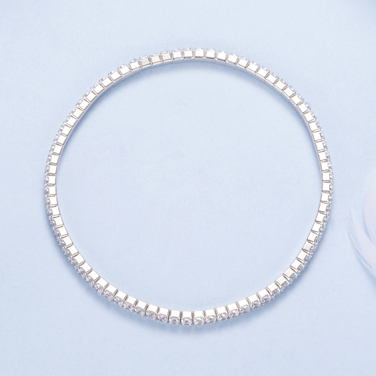 Bracelet 925 Sterling Silver white gold plated CZ stretchable 16cm for women on Tampa Home & Garden Store