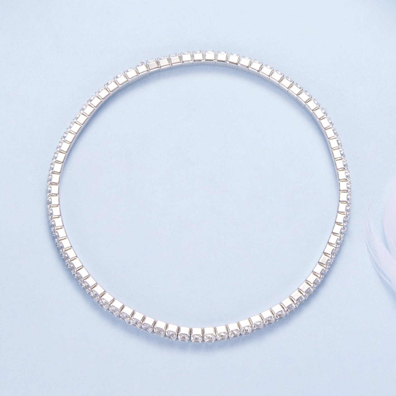 Bracelet 925 Sterling Silver white gold plated CZ stretchable 16cm for women on Tampa Home & Garden Store