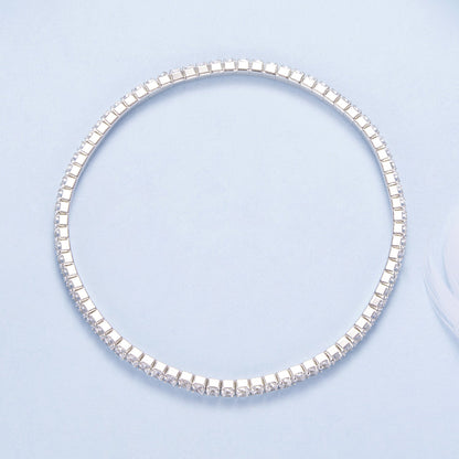 Bracelet 925 Sterling Silver white gold plated CZ stretchable 16cm for women on Tampa Home & Garden Store