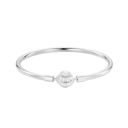 Bids.com 925 sterling silver white gold plated bracelet with shell bead, slender bangle on Tampa Home & Garden Store