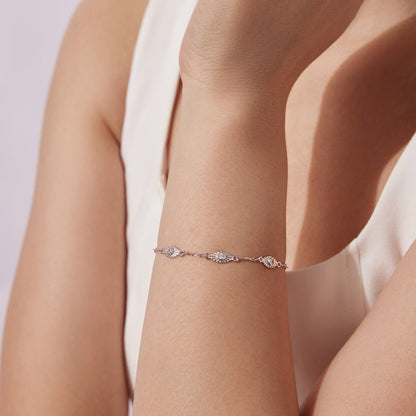 Bracelet 925 sterling silver white gold plated with CZ pendants for Women on Tampa Home & Garden Store