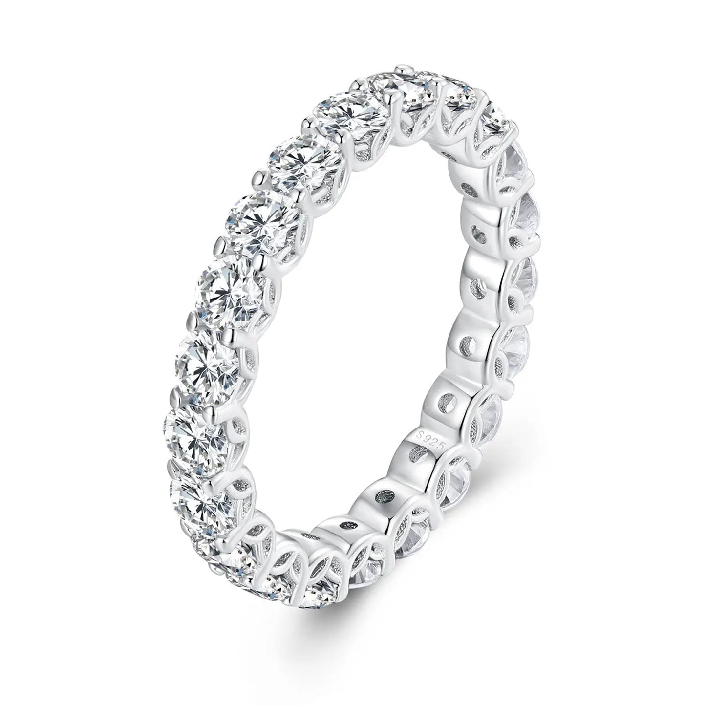 925 sterling silver ring with 3mm moissanite stones in a continuous band size 6 on Tampa Home & Garden Store