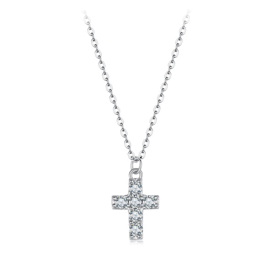Moissanite cross pendant necklace in 925 sterling silver, 40+5cm, Bids.com on Tampa Home & Garden Store