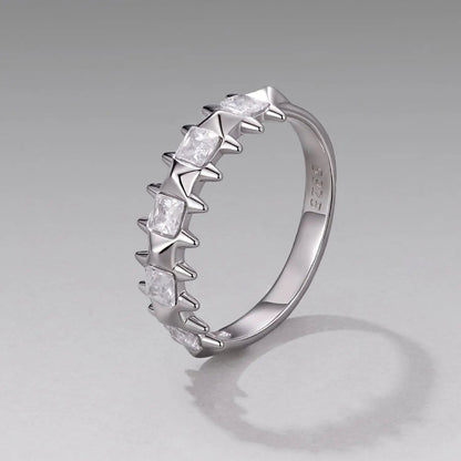925 Sterling Silver ring with CZs, white gold plating, square princess-cut stones, size 6 on Tampa Home & Garden Store