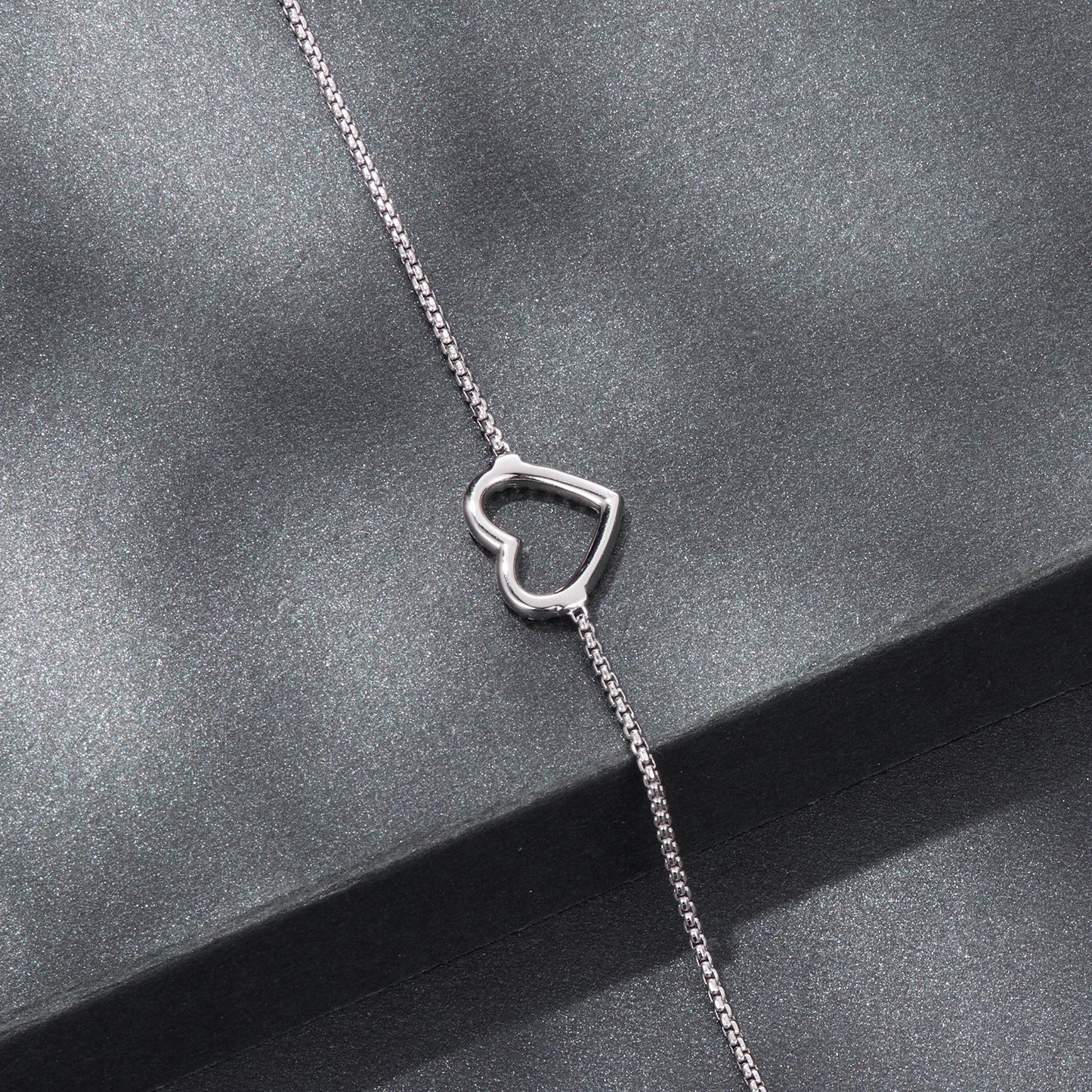 Bracelet 925 Sterling Silver Plated White Gold Moissanite with open heart pendant on a delicate silver chain on Tampa Home & Garden Store