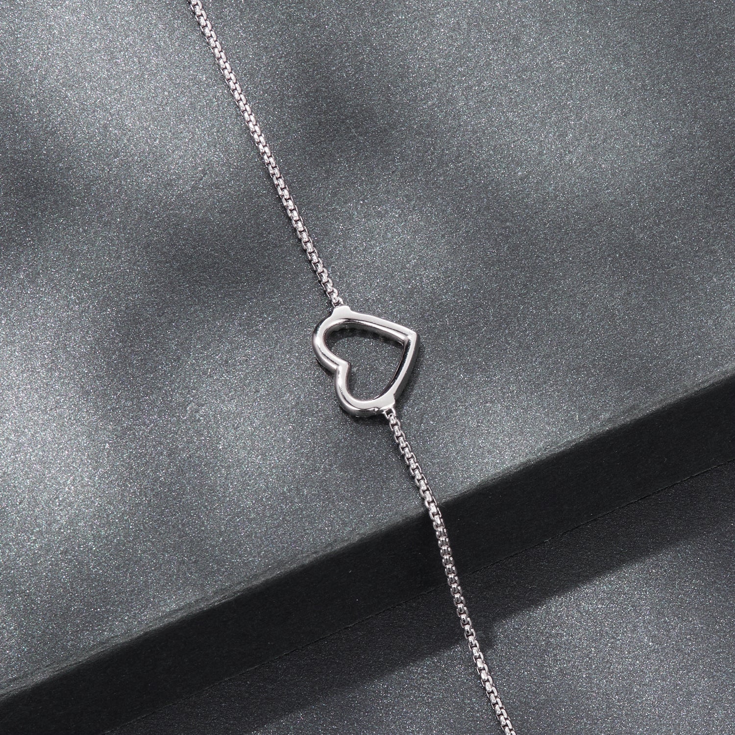Bracelet 925 Sterling Silver Plated White Gold Moissanite with open heart pendant on a delicate silver chain on Tampa Home & Garden Store