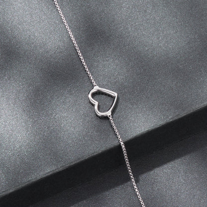 Bracelet 925 Sterling Silver Plated White Gold Moissanite with open heart pendant on a delicate silver chain on Tampa Home & Garden Store