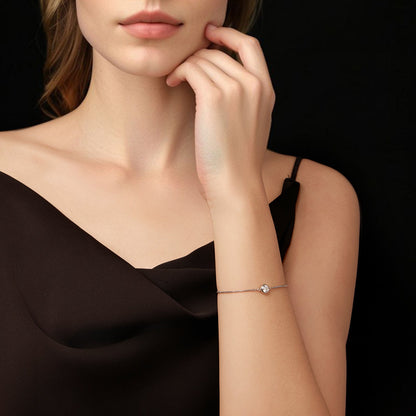 925 Sterling Silver 0.50ct Moissanite Bracelet for Women by Bids.com, slim chain with stone on Tampa Home & Garden Store