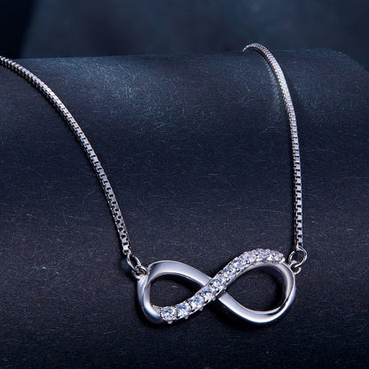 Sterling silver moissanite necklace with double-loop pendant, 1.5mm stones, 400+50mm chain on Tampa Home & Garden Store
