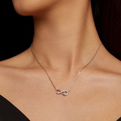 925 Sterling Silver Moissanite Infinity Necklace for Women, 1.5mm stones, 400+50mm chain on Tampa Home & Garden Store