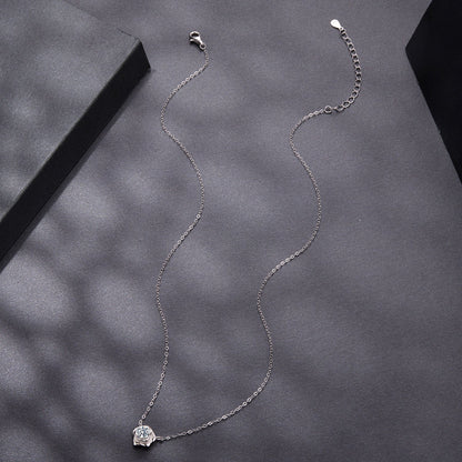 Necklace with flower pendant featuring 0.5ct moissanite in silver with white gold plating on Tampa Home & Garden Store