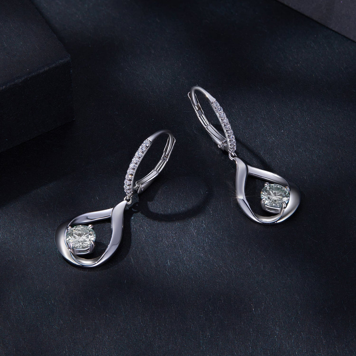 925 Sterling Silver Moissanite 0.5ct earrings with pavé band and teardrop, 30x11mm for women on Tampa Home & Garden Store