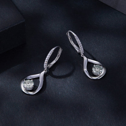 925 Sterling Silver Moissanite 0.5ct earrings with pavé band and teardrop, 30x11mm for women on Tampa Home & Garden Store