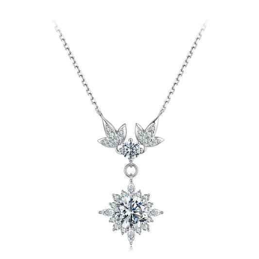 Sterling silver moissanite pendant necklace with pavé setting 40+5cm on Tampa Home & Garden Store