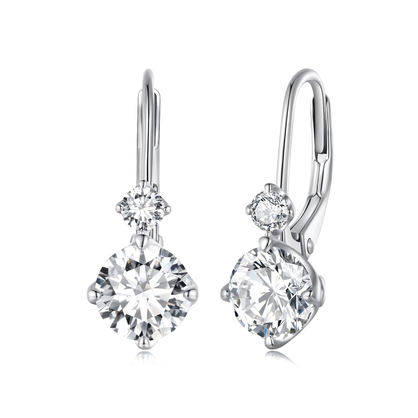 Moissanite drop earrings in 925 sterling silver with pavé setting, 6.5mm stones, by Bids.com on Tampa Home & Garden Store