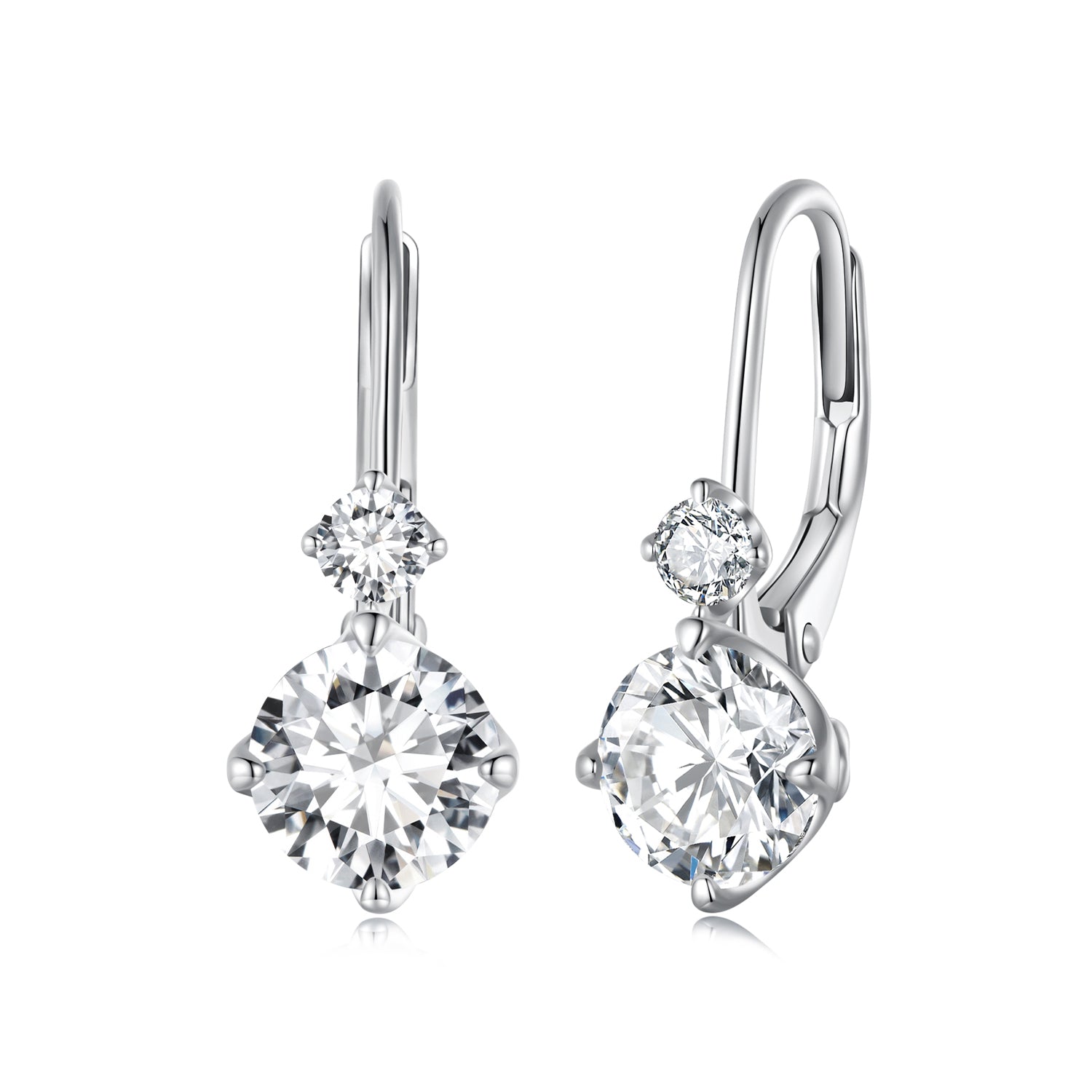 Moissanite drop earrings in 925 sterling silver with pavé setting, 6.5mm stones, by Bids.com on Tampa Home & Garden Store