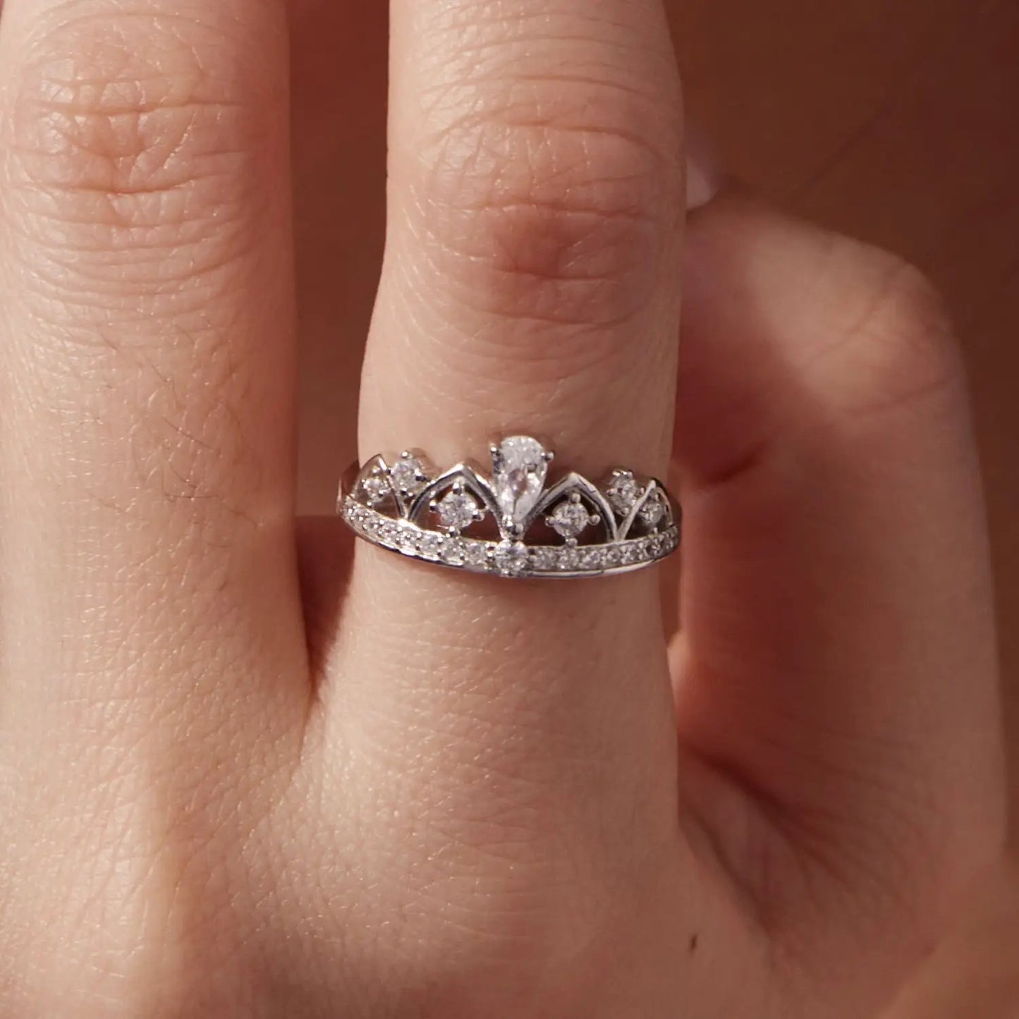 925 Sterling Silver Pavé CZ ring with crown setting, white gold plated, size 6, Bids.com on Tampa Home & Garden Store