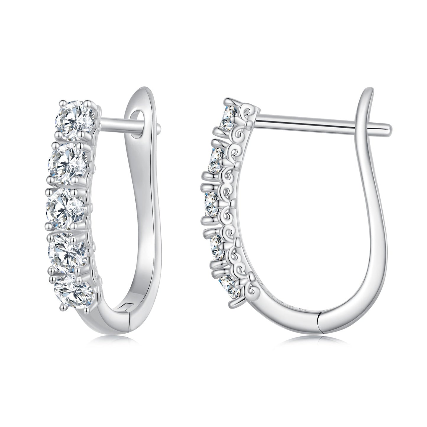 S925 Sterling Silver Moissanite Earrings, pair hoop style 0.30ct clear stones, by Bids.com on Tampa Home & Garden Store