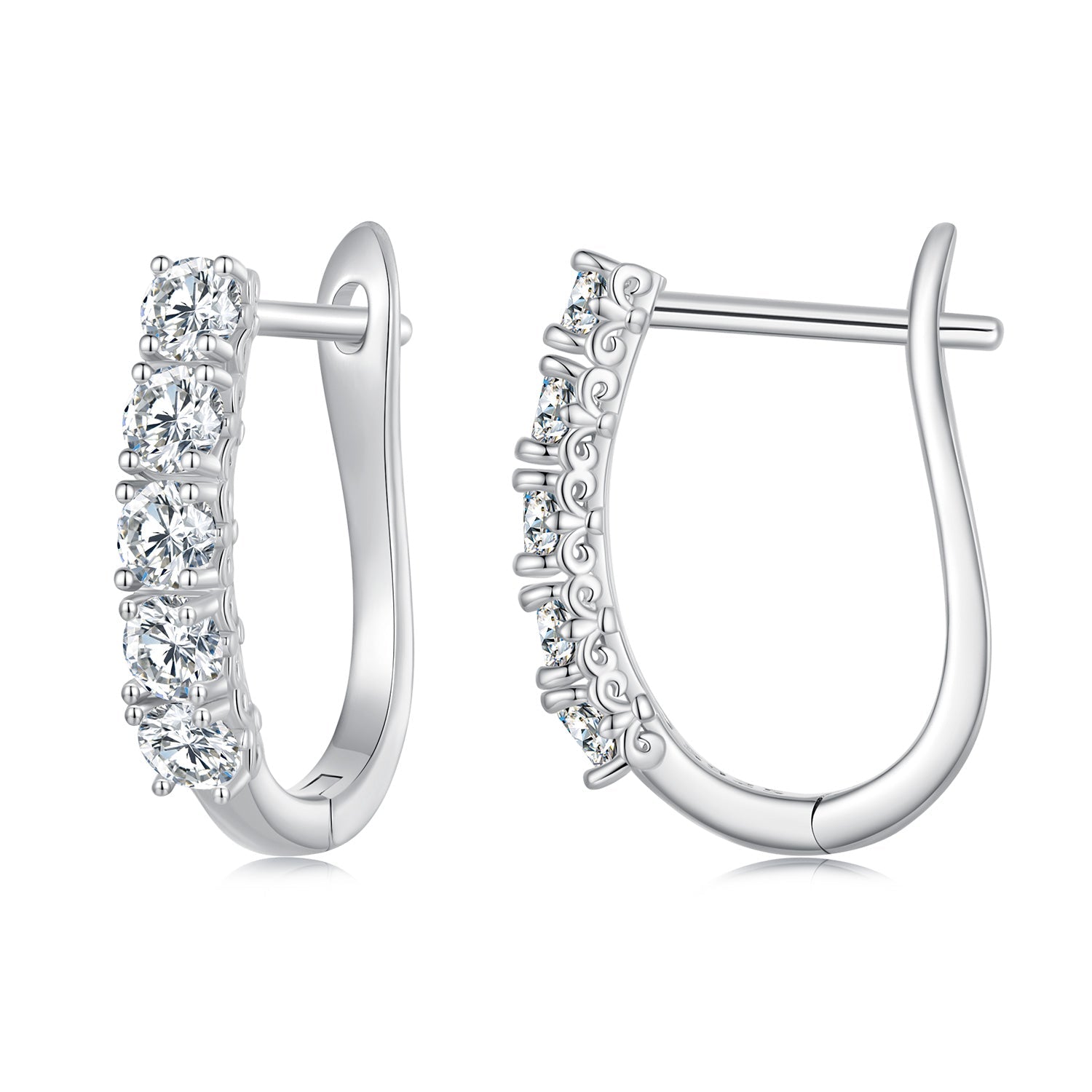 S925 Sterling Silver Moissanite Earrings, pair hoop style 0.30ct clear stones, by Bids.com on Tampa Home & Garden Store