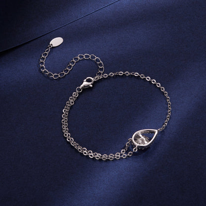 925 Sterling Silver Moissanite Bracelet with Pavé Setting, 15+6cm, teardrop pendant on Tampa Home & Garden Store