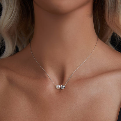 Sterling silver necklace with freshwater pearl and moissanite centerpiece on Tampa Home & Garden Store