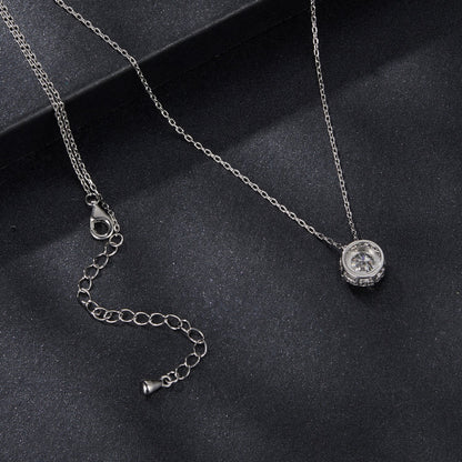 925 Sterling Silver Moissanite Necklace with pavé setting, 40+5 cm chain for women on Tampa Home & Garden Store