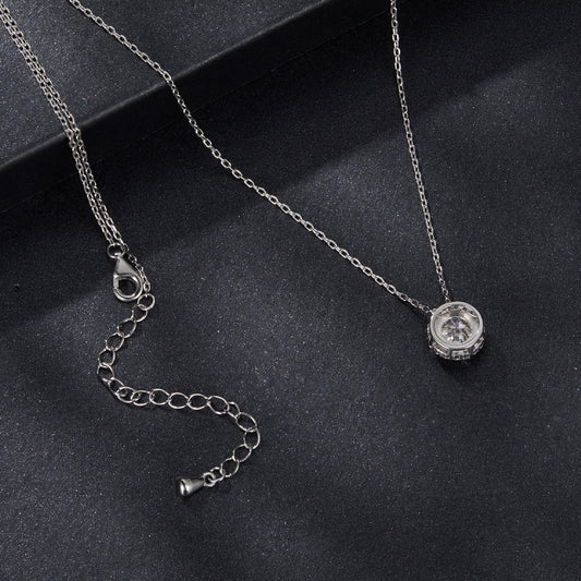 925 Sterling Silver Moissanite Necklace with pavé setting, 40+5 cm chain for women on Tampa Home & Garden Store