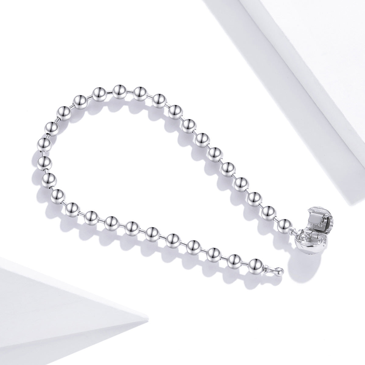 Bracelet 925 sterling silver bead chain, oxidized & platinum plated, 17cm, by Bids.com on Tampa Home & Garden Store
