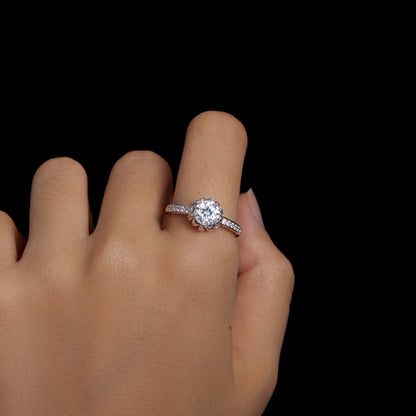 925 Sterling Silver Moissanite Ring with large center stone and pavé band size 6 by Bids.com on Tampa Home & Garden Store
