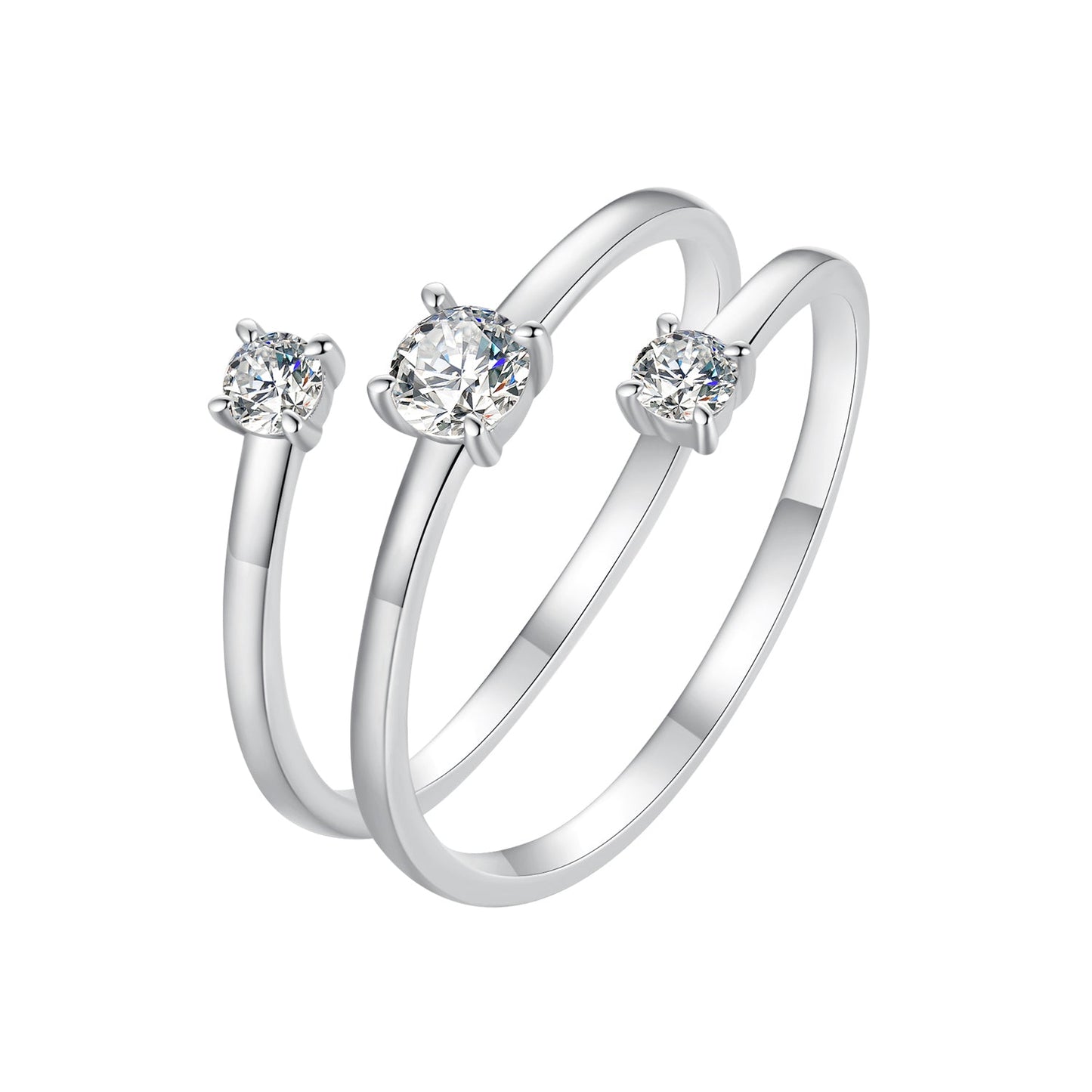 Sterling silver moissanite rings set for women, 3-pack with 3mm stones by Bids.com on Tampa Home & Garden Store