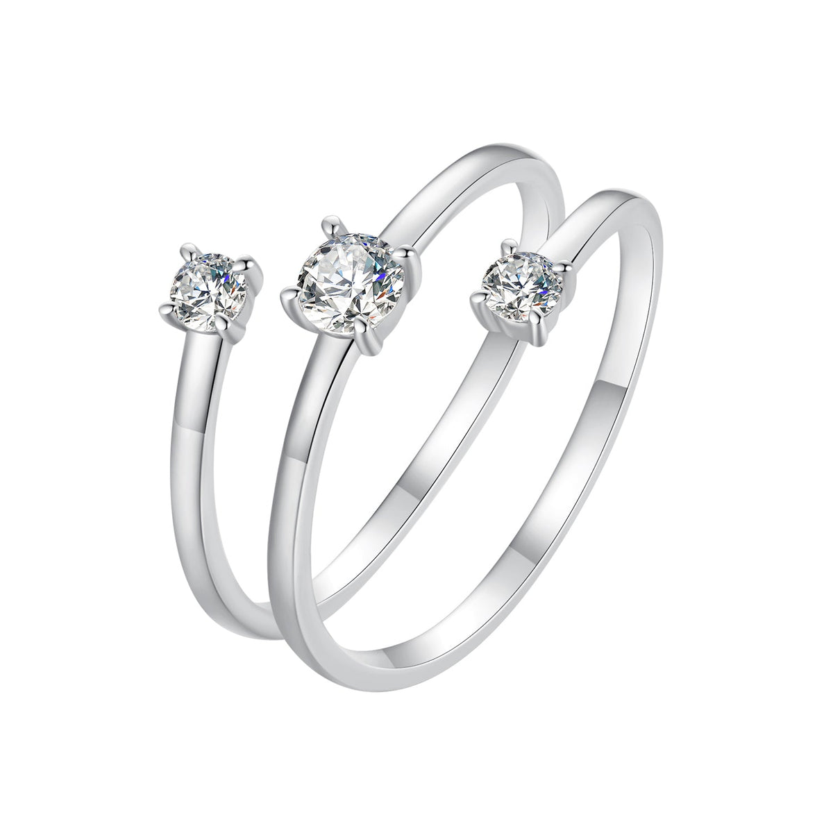 Sterling silver moissanite rings set for women, 3-pack with 3mm stones by Bids.com on Tampa Home & Garden Store