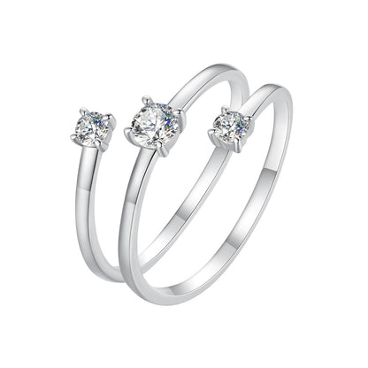 Sterling silver moissanite rings set for women, 3-pack with 3mm stones by Bids.com on Tampa Home & Garden Store