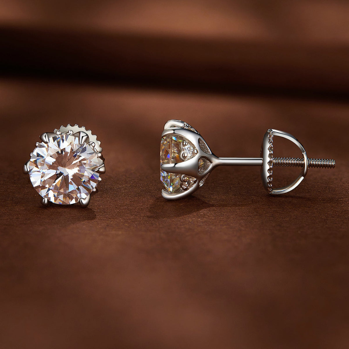 Pair of 6.5mm moissanite stud earrings in 925 sterling silver with screw-back posts by Bids.com on Tampa Home & Garden Store