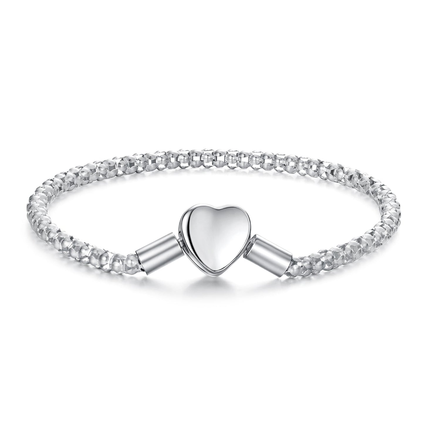 925 Sterling Silver Bracelet with heart centerpiece, 17 cm, 1.0 cm heart, women's bracelet on Tampa Home & Garden Store