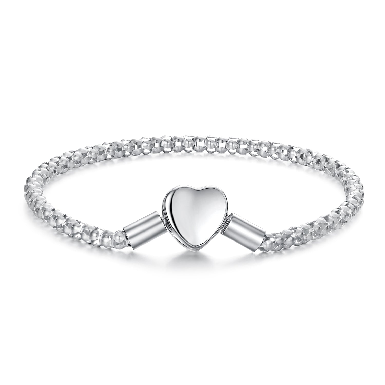 925 Sterling Silver Bracelet with heart centerpiece, 17 cm, 1.0 cm heart, women's bracelet on Tampa Home & Garden Store