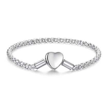925 Sterling Silver Bracelet with heart centerpiece, 17 cm, 1.0 cm heart, women's bracelet on Tampa Home & Garden Store