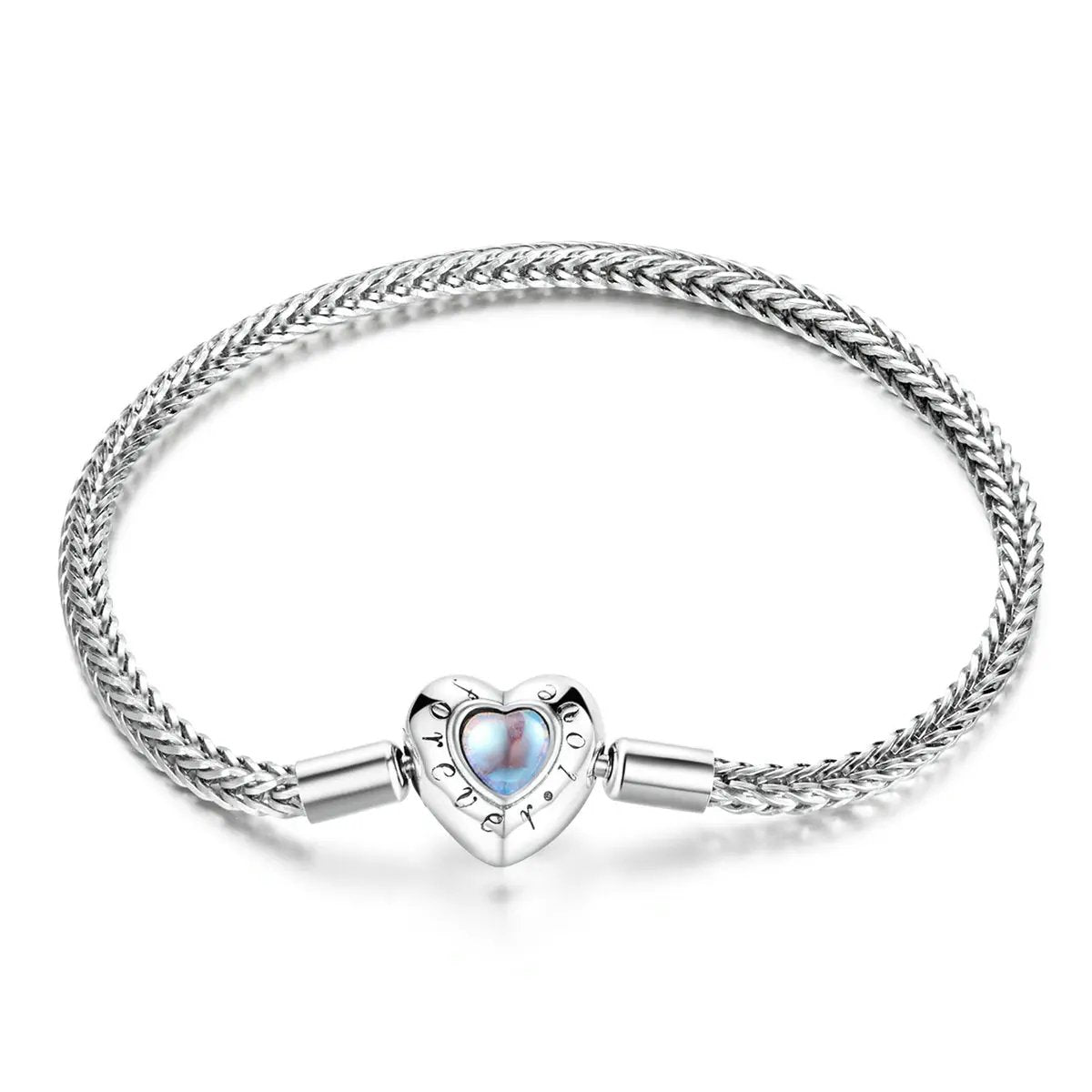 925 Sterling Silver Moonstone Bracelet 17cm with heart charm by Bids.com on Tampa Home & Garden Store