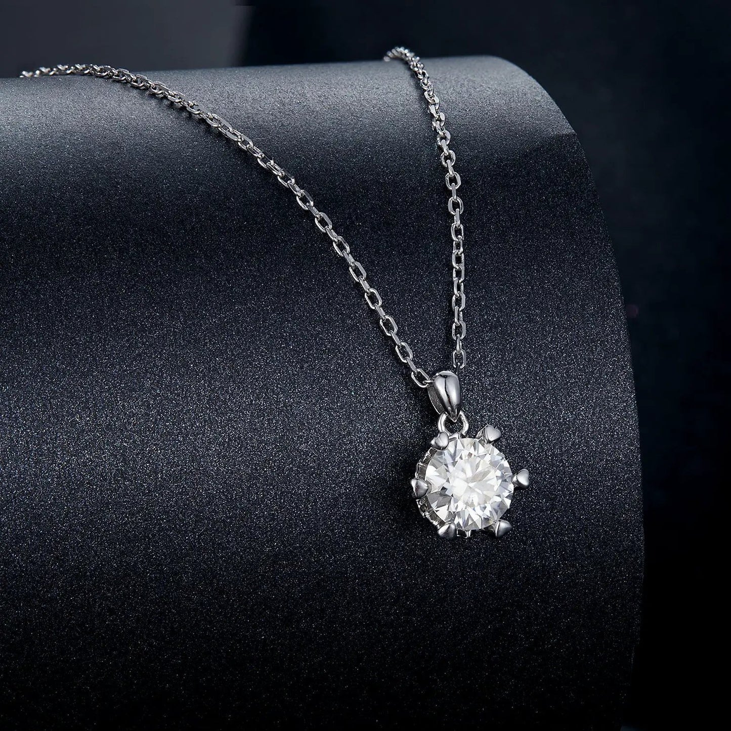 925 Sterling Silver Moissanite Necklace with pendant on silver chain 39cm+5cm length on Tampa Home & Garden Store