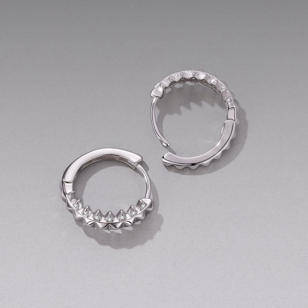 Hoop earrings set of two, 1.6cm pavé CZ hoops in sterling silver white gold plated by Bids.com on Tampa Home & Garden Store